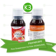 Homecare Poro Suspension for Kids 250MG/5ML (100ML) paracetamol syrup