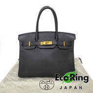 △ Hermes 愛馬仕 Birkin 30 Violet Clemence Calfskin Gold-plated Hardware Retourne Handbag Stamp T 深紫色顆粒牛