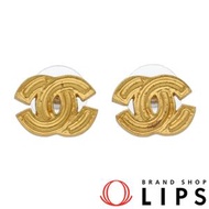 香奈兒 Coco Mark 耳環（約 1.2 公分高 x 1.5 公分寬 x 1.4 公分深）黃銅，成色極佳 [二手]