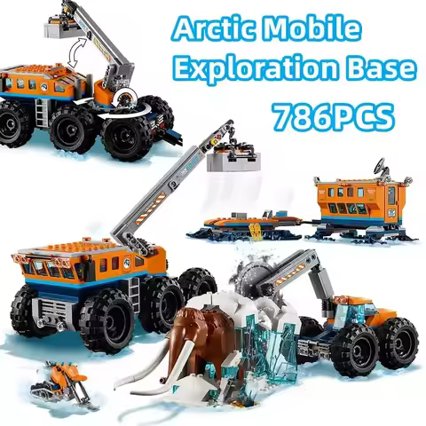 Compatible with City series building blocks 60195 Arctic mobile exploration base crane car MOC toys