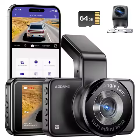 AZDOME Dash Cam M17Pro 2K+1080P 150°FOV Car DVR Wifi ADAS 24H Parking Mode Loop Recording Super Nigh