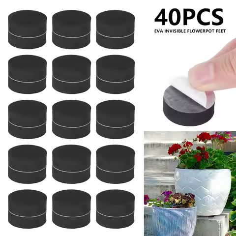 40Pcs Natural Rubber Pot Mat Invisible Plant Pots Risers Pad Flower Pot Feet Black Flower Plant Pot 