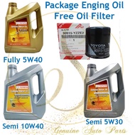 (100% Original) Toyota Engine Oil Fully Synthetic SN/CF 5W40 Semi Synthetic SN/CF 10W40 5W30 Free 1Pcs Oil Filter 90915-YZZE2