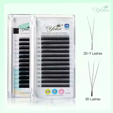 Yelix Premium Narrow 2D 3D Lashes W/Y Shape Eyelashes Volume Soft Y Shape Individual Faux Cils Small
