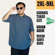 KEMEJA Bigman POLO Shirt Bigsize Zipper Collar V Neck Jumbo Knit Shirt 2XL 3XL 4XL 5XL 7XL 9XL