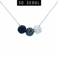 SO SEOUL Arwen Blackberry Triple Lollipop Jet Black Austrian Crystal with Fixed Ball Chain Necklace