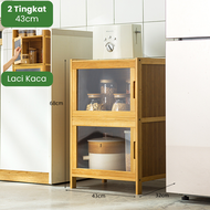 Inaso Lemari Dapur Kayu Rak Oven Microwave Tempat Penyimpanan Piring Panci Rak Kabinet Dapur Anti De