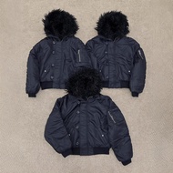 Y9BA No faith studios N2B Hooded flight jacket with fur collar Heavy-duty wash for a vintage look Bo