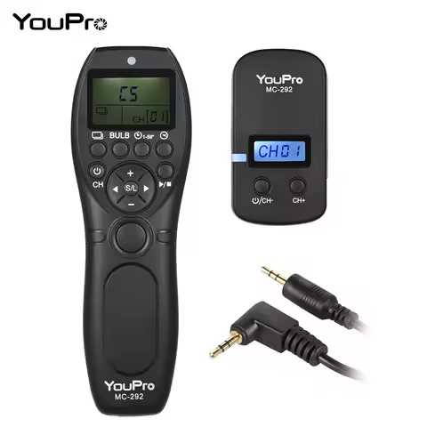 YouPro MC-292 E3/S2/DC2/N3/DC0 2.4G Wireless Remote Control LCD Timer Shutter 32 Channels for Canon/
