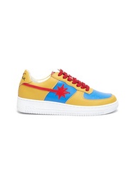 STARWALK RED AND BLUE PANELLED YELLOW LEATHER SNEAKERS