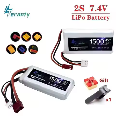 2S 7.4V 1500mAh 45C Lipo Battery for RC Helicopter Compatible with WLtoys V911 V912 V913 Syma S107 S