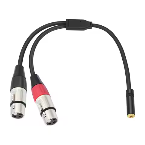 DT51 Dual XLR to 1/8 Female Adapter Balanced Mini Jack 3.5mm Audio Cable for Speaker Mixer 30cm