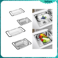 [Lslye] Extendable Sink Dish Drainer, Stainless Steel, Breathable Over Sink Drainage, Fruit Drainer