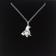 企鵝趕上班 | 細項鍊 925純銀 鎖骨鍊 立體動物 手工銀飾 情人節