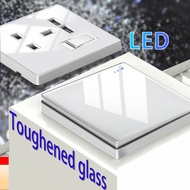 Ready Stock/tempered glass white led light usb 13a switch socket plug home appliances universal 86 t