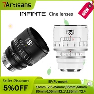 7artisans 16mm/24mm/35mm/50mm/85mm/105mm/135mm T 2.12.5 Full frame Cinema Lens Infinity Series for E