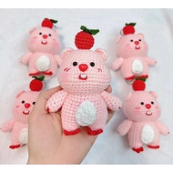 [Finished product] Cute handmade crochet stuffed Pink Bear Birthday gift Decoration item Collection 