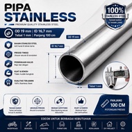 Stainless steel pipe OD 19 mm ID 16.7 mm thick 1 mm long 100 cm