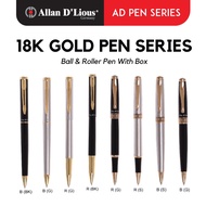 Allan D'lious 18K Gold Pen Premium Metal Classic Business Pen - AC6002 AD0302 AG1111 AG2222 AG3333 A