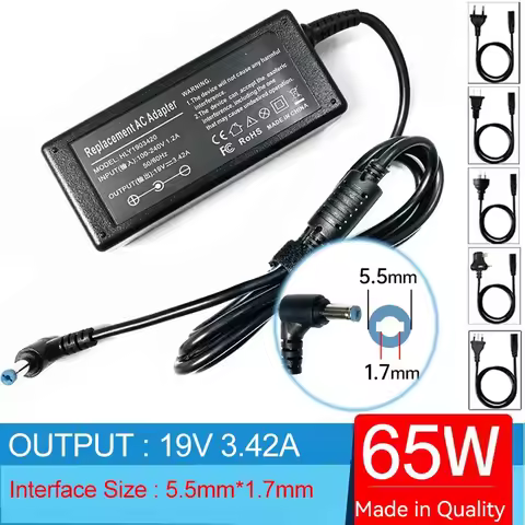 19V 3.42A Laptop Ac Adapter Charger For Acer Aspire F5-572 F5-573 F5-571T M5-583T M5-582T E1-410g E1