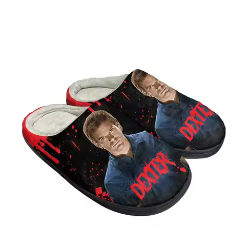 Dexter TV Show Morgan Home Cotton Slippers Mens Womens Plush Bedroom Casual Keep Warm Shoes Thermal 
