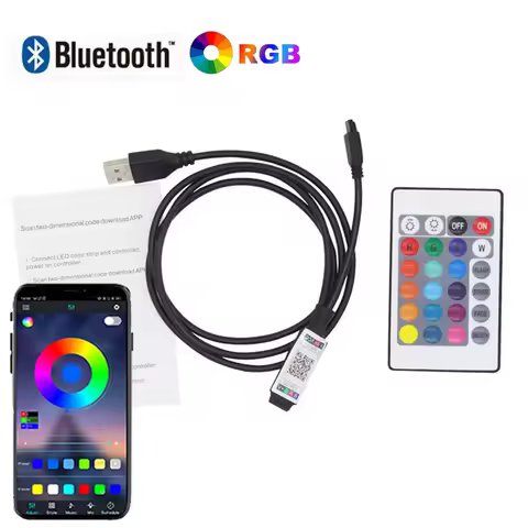 RGB Controler 5V 4 Pins USB Bluetooth RGB Led Controller 5V RGB Led Tape Lights  24key Remote Smart 