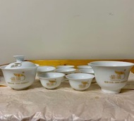 盛頂薄陶瓷一套十一件茶杯公道杯蓋碗 shengding a set of porcelain 8 tea cups with gaiwan and fairness cup gong dao bei 