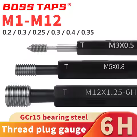1PCS 6H M1-M12 Steel Metric Screw Standard Fine Thread Plug Gauge Tool High Quality MX0.2 0.25 0.3 0