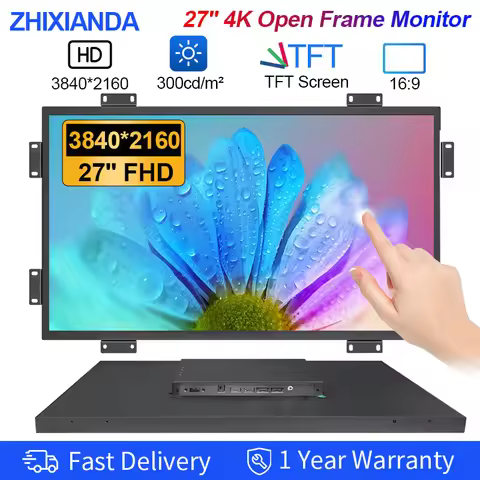 27 Inch 4K UHD 3840*2160 Industrial Capacitive Touch Screen Monitor VESA Mount with HDMI DisplayPort