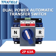 TAXNELE 63A 2P ATS Circuit Breaker Dual Power MCB type Changeover Manual Automatic Transfer Switch