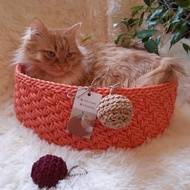 用紗線為貓和狗編織的床。貓的床。