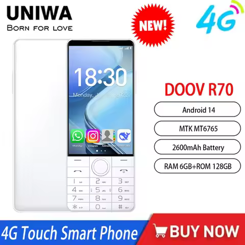 UNIWA DOOV R70 4G Touch Smart Google 4 " IPS 6GB+128GB Android14 Bluetooth Whatsapp 2600mAh Arabic H