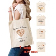 1pc Custom Name French "Merci De M'aimer" & "Super Nounou" Floral Print Handbag - Lightweight Foldab