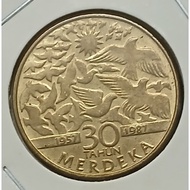 1987 30TH YEAR OF INDEPENCE 1 RINGGIT COIN.