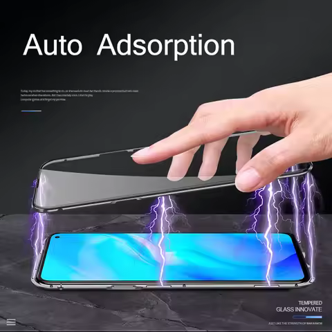 360 Cover Vivo Z5X Metal Magnetic Flip Phone Case For Vivo Z5X Double Tempered Glass Case Vivo Z5X S