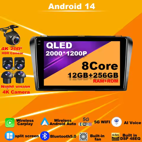 Car Radio Android 14 For Mazda 3 I For Mazda3 BK 2003 - 2009 Multimedia Player Navigation GPS 4G WIF