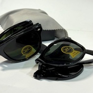 Folding spec uv400 kaca lens cermin mata Hitam kaca mata