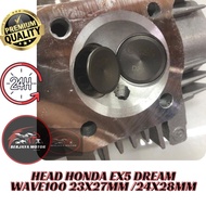 Cylinder Head KOSONG Honda Ex5 Dream Wave100 23x27mm /24x28mm BRAND TOBAKI (VALVE ONLY)