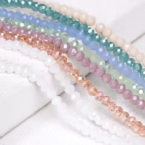 120pcs Crystal Glass Beads Rondelle Austria Faceted Loose Spacer Round Beads for Jewelry Making DIY