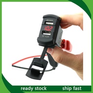 ~ 12-24V 4.2A Dual USB Charger Socket Voltage Voltmeter Motorcycle Car Switch