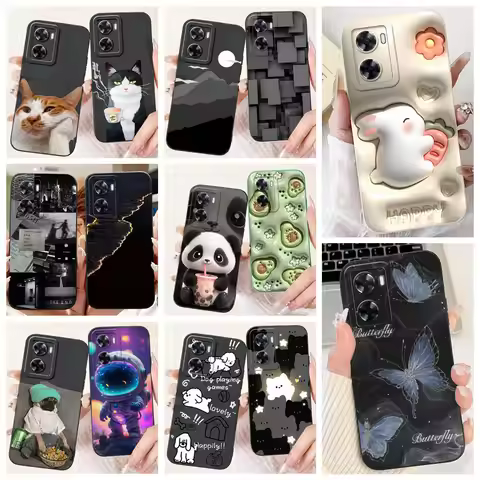 For Oppo A57 A77 A57s A57e A77s 4G 5G Phone Case Soft Matte Silicone Capa Realme V23 Funda Cartoon P