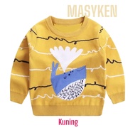 MASYKEN Sweater Anak Motif WHALE - Hangat & Ceria untuk Usia 1-7 Tahun