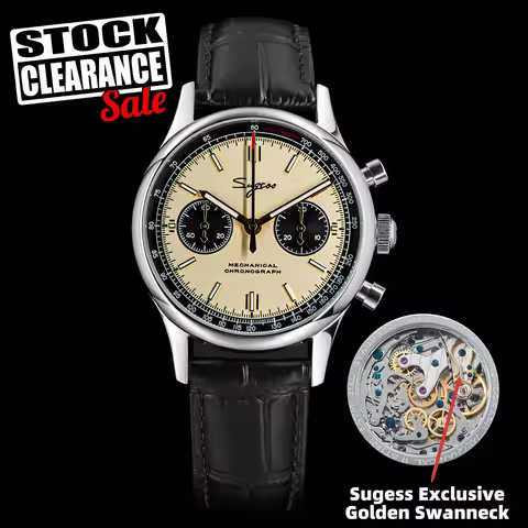 Sugess 40mm Men Army Watch 1963 Pilot Mechanical Panda Wristwatches Sapphire Air Force Chronograph O