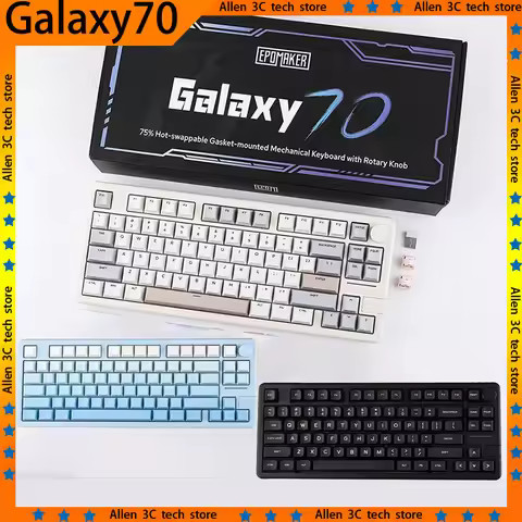 Original EPOMAKER Galaxy70 Wireless Mechanical Keyboard 3Mode RGB Knob Aluminium Alloy Hot Swap Lapt