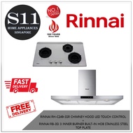 RINNAI RH-C249-SSR CHIMNEY HOOD LED TOUCH CONTROL  +  RINNAI RB-3SI 3 INNER BURNER BUILT-IN HOB STAINLESS STEEL TOP PLATE