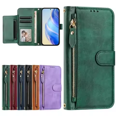 For Poco F8 Ultra F7 X7 5G Crossbody Leather Wallet Zipper Case For Xiaomi Poco F8 X7 F7 M7 M6 X6 F6