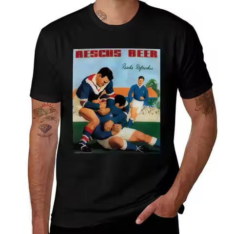 Reschs Beer 1930s advertisement - footballers headlock T-Shirt Trend Art Print T-Shirt