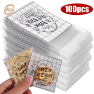 100 Pcs/ Set Disposable Plastic Transparent Biscuit Baking Packing Bag - Holiday Party Have A Nice D