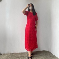 Longdress Brukat Pesta Panjang Dress Brokat Wanita Kristen Kekinian Dan Modis Gaun Natal Kondangan S