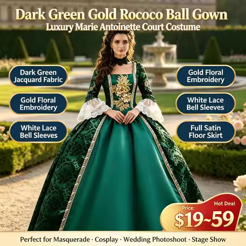 Marie Antoinette Georgian Victorian Rococo Satin Ball Gown Women Party Masquerade Dress